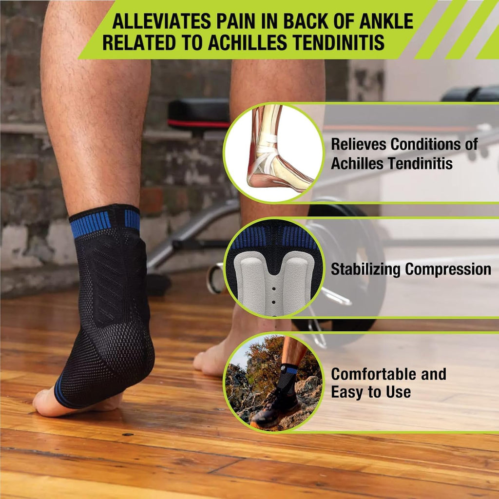 Pro-Tec Athletics Achilles Sleeve with Dual Gel Compression Strips, Tendon Support

