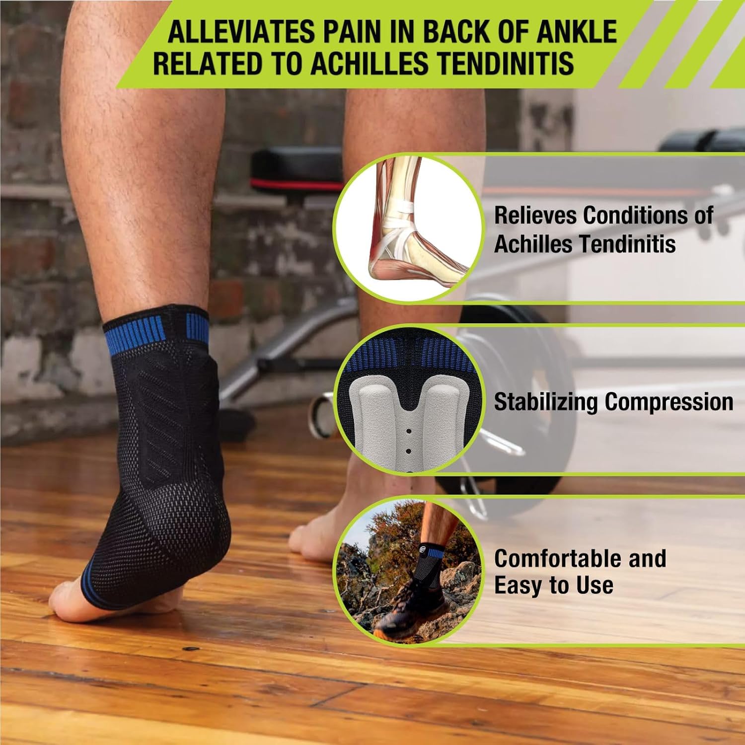 Pro-Tec Athletics Achilles Sleeve with Dual Gel Compression Strips, Tendon Support

