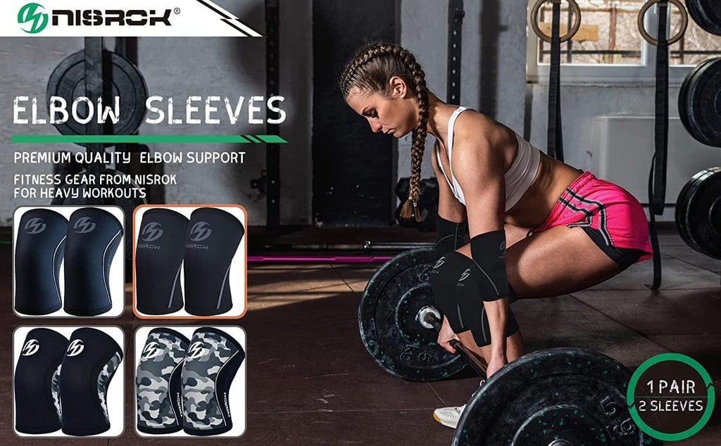Nisrok 7mm Neoprene Compression Knee Sleeves, Support for Weightlifting & Sports

