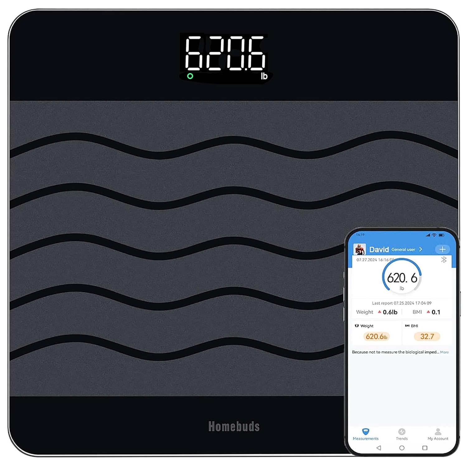Homebuds 660 lb digital weight monitor with BMI, 0.1 lb precision, tempered glass

