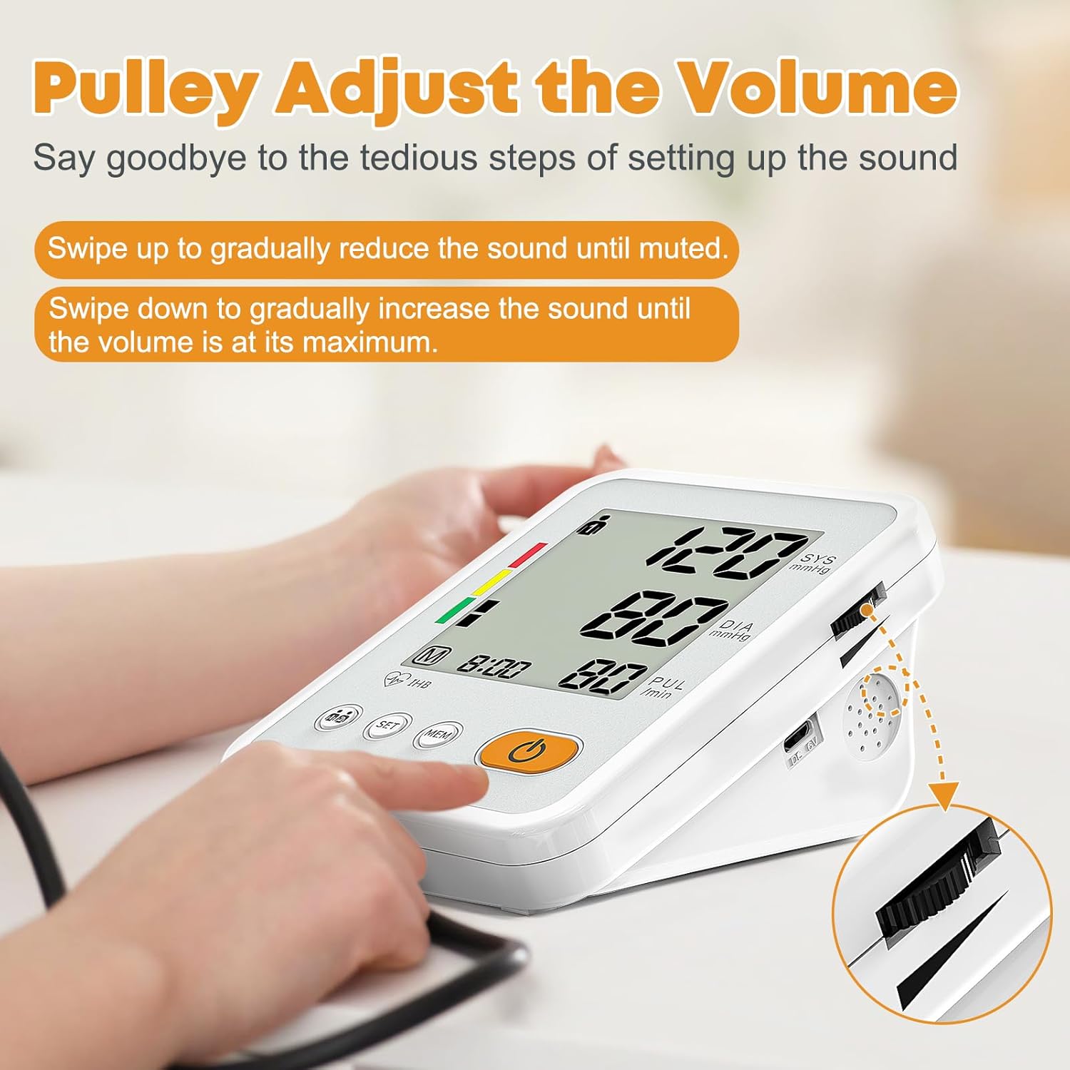 Blood Pressure Monitor for Home Use with Two Upper Arm Cuffs and Memory

