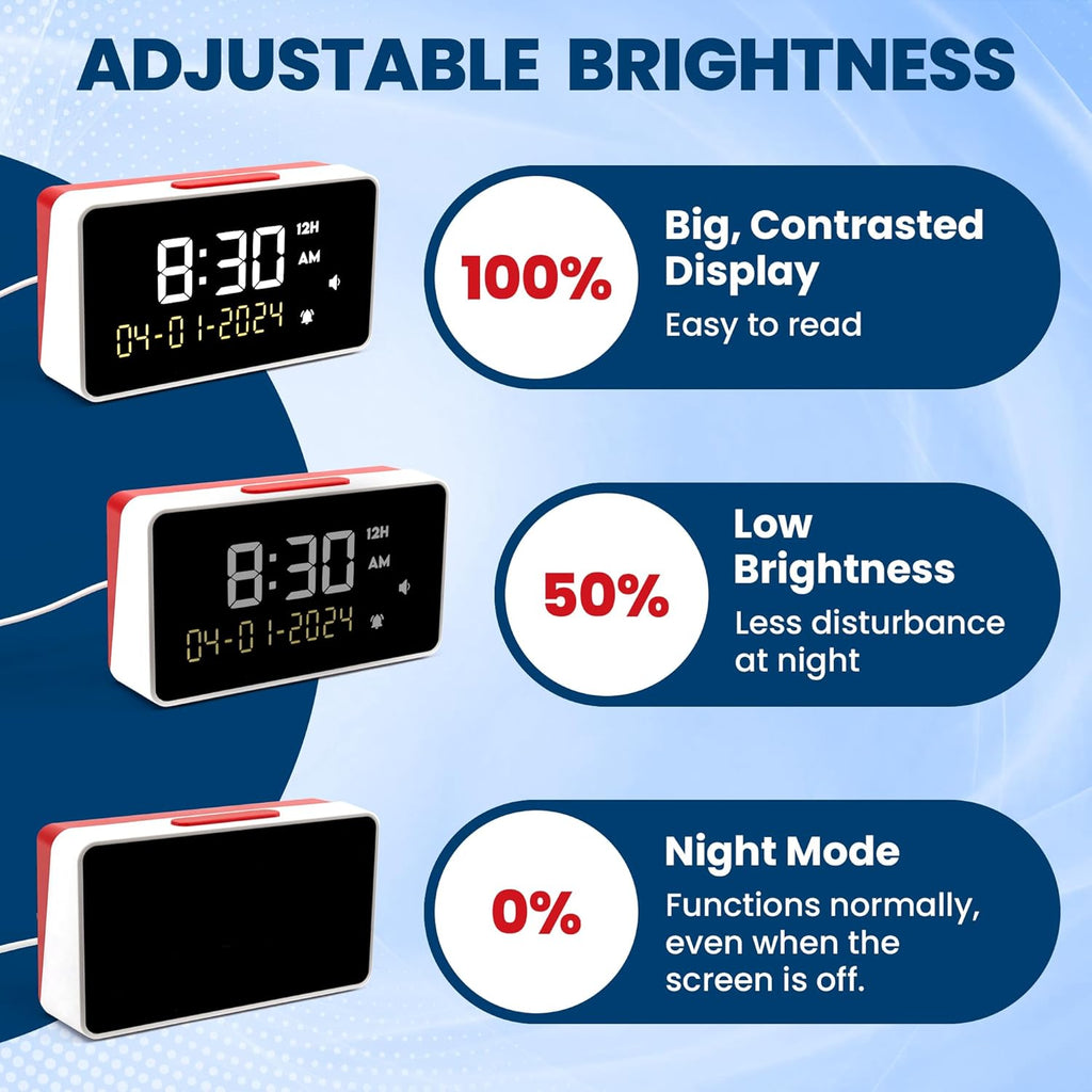 Top Life Extra Loud Talking Clock with Time and Date, Large Display for Seniors

