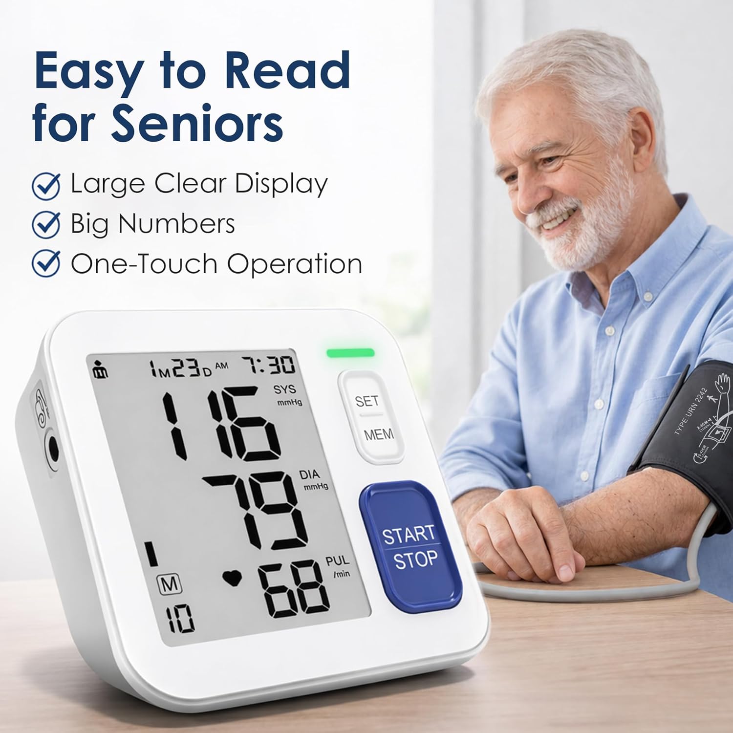 Home Upper Arm Blood Pressure Monitor Automatic Digital BP Machine

