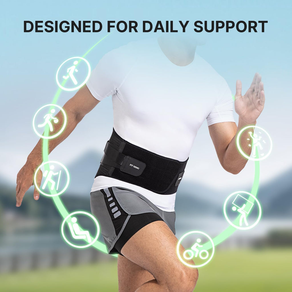 Fit Geno Back Brace for Lower Back Pain Relief, Adjustable Lumbar Support Belt

