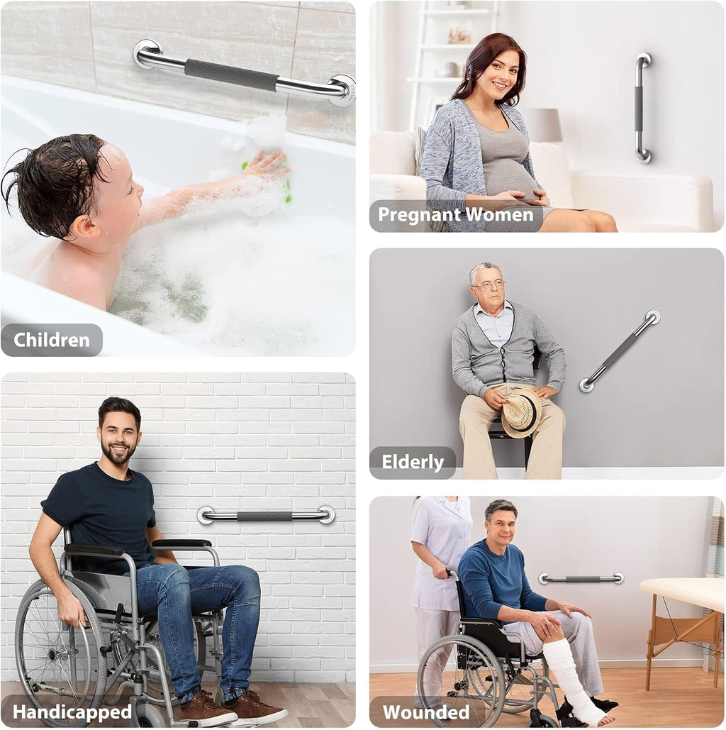 Opove Anti-Slip Shower Grab Bars for Elderly, Stainless Steel Bathroom Handle

