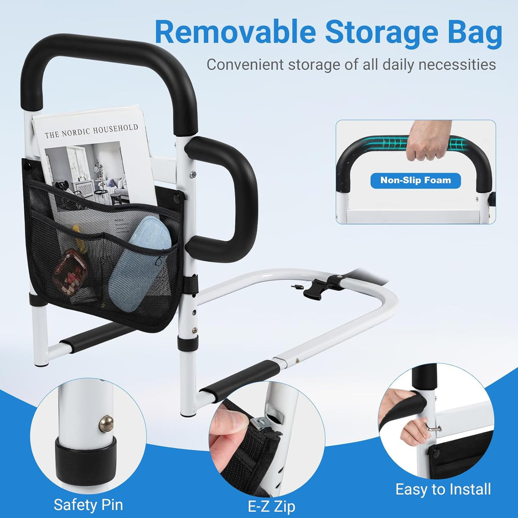 Klvied Bed Rails for Elderly, Adjustable Bed Safety Rail with Storage Bag

