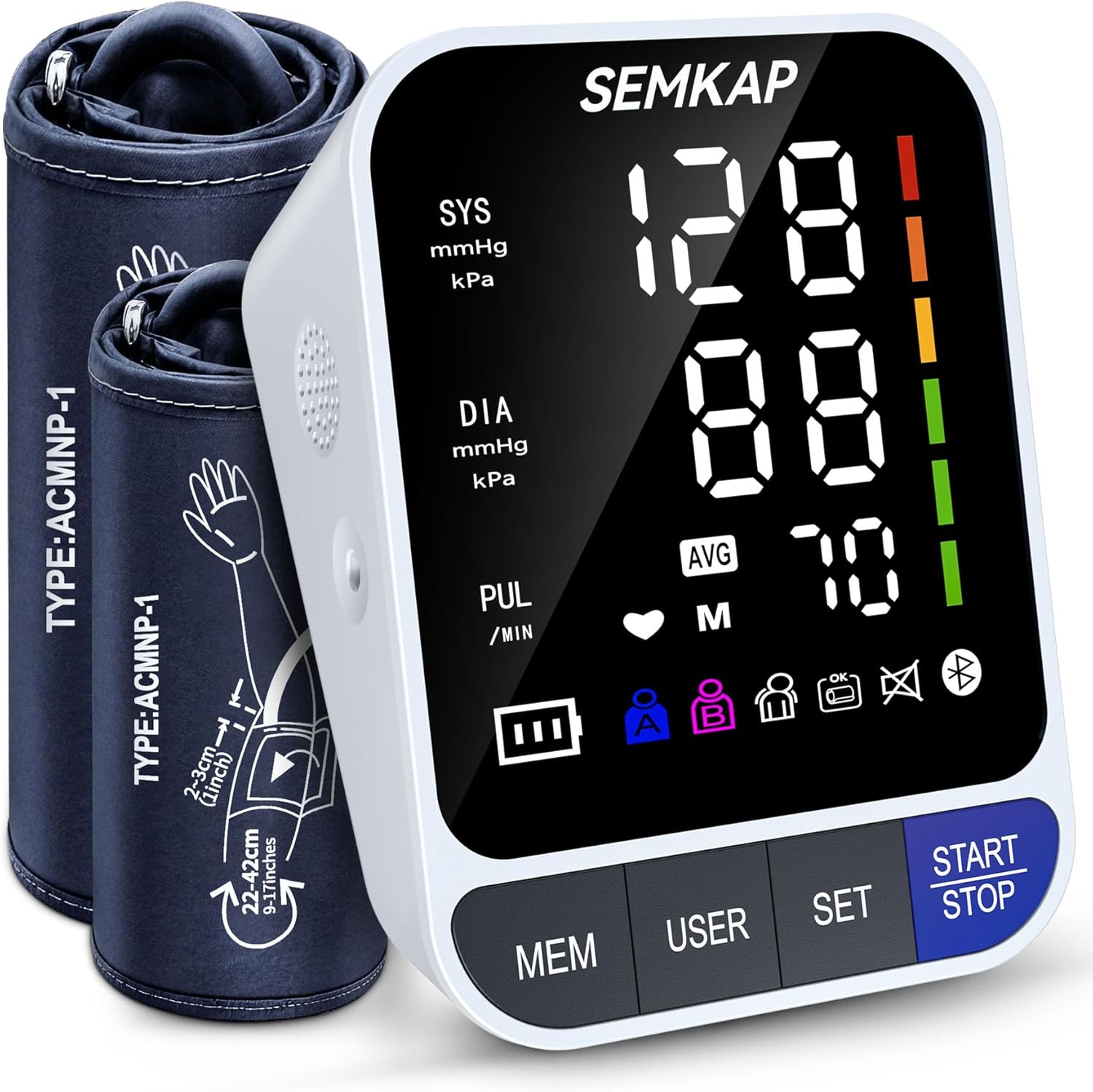 SEMKAP Auto Upper Arm Blood Pressure Monitor with Large LED Display and Voice

