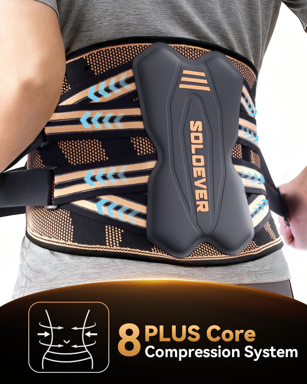 Copper-Infused Lumbar Back Brace for Men and Women, X-Shape Support Belt

