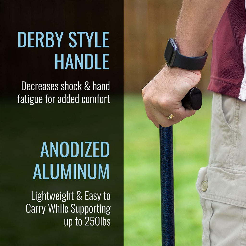 DMI Lightweight Aluminum Adjustable Walking Cane with Derby-Style Handle

