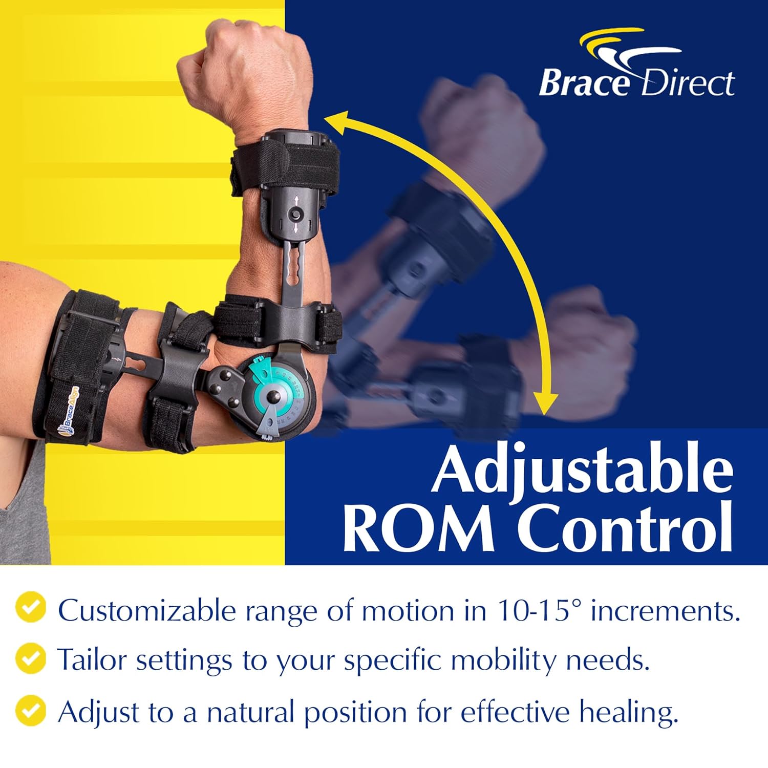ROM Hinged Elbow Brace Adjustable Range of Motion Dial PDAC L3760 L3761


