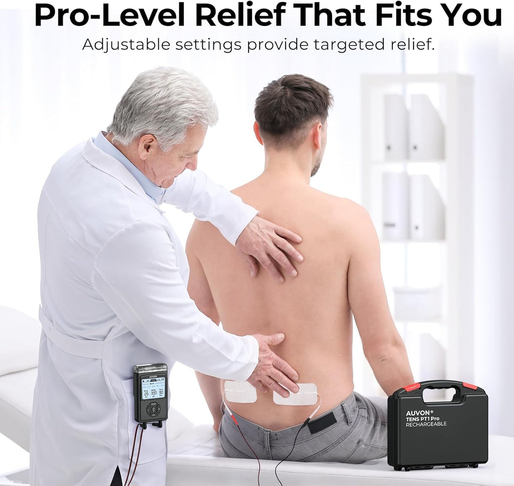 AUVON Rechargeable TENS Unit Muscle Stimulator with 8 Modes, 6 Pads, Carry Case


