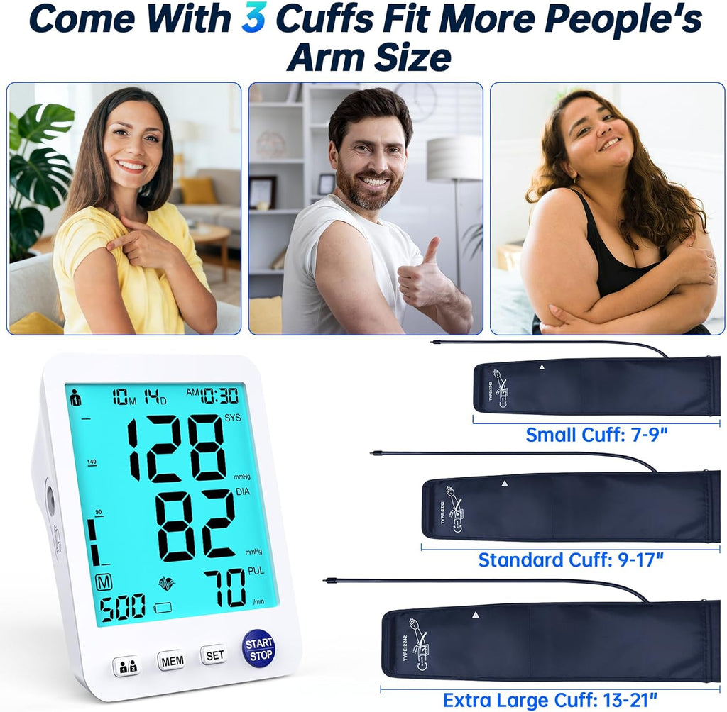 ADKING Upper Arm Electronic Blood Pressure Monitor with Large LCD, Dual User

