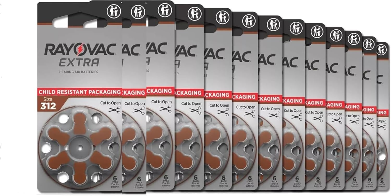 Rayovac 312 Mercury-Free Hearing Aid Batteries, 80 Count

