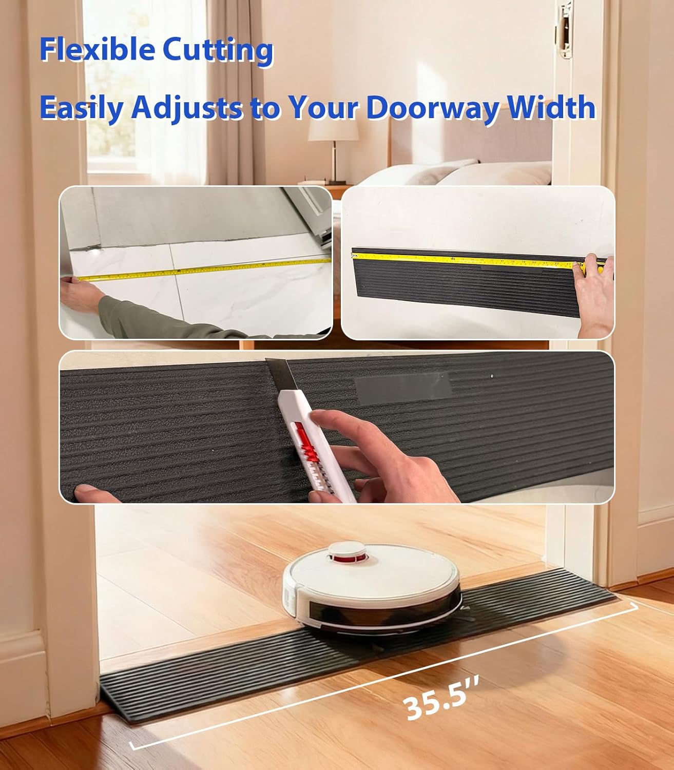 35.5 in Rubber Threshold Ramp for Doorways, Wheelchairs, Walkers & Scooters

