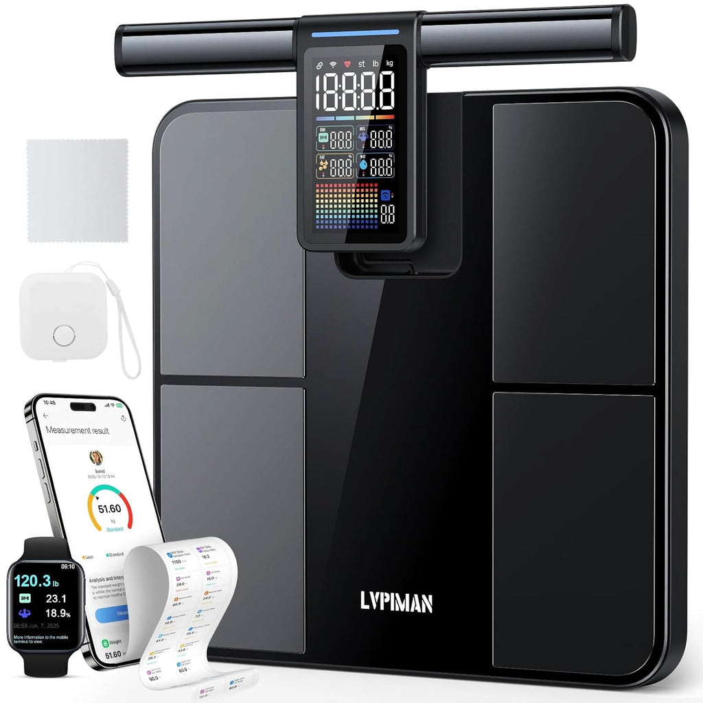 LVPIMAN Smart WiFi Body Fat Scale with 8 Electrodes, Body Composition Metrics


