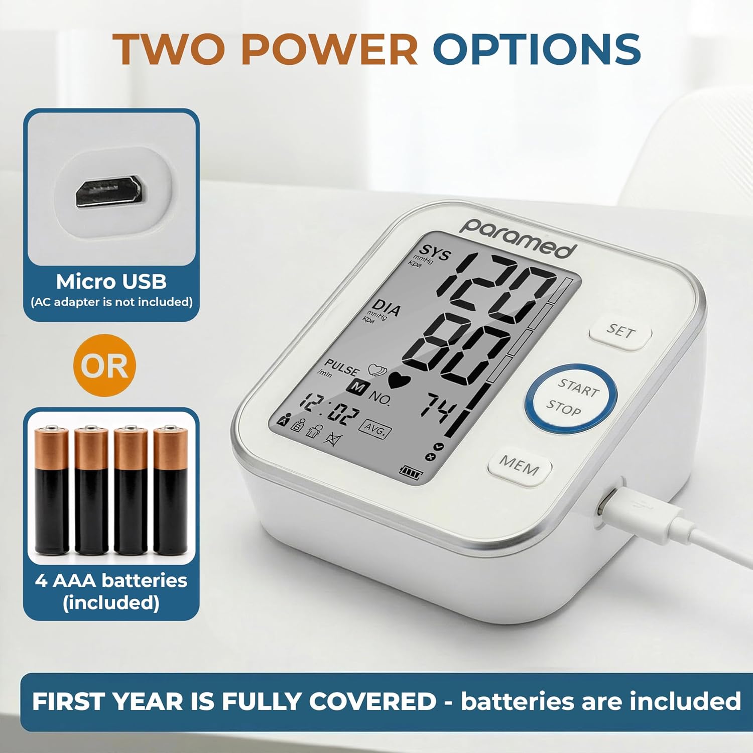 Paramed Automatic Upper Arm Blood Pressure Monitor with LCD Cuff 8.7-16.5 in

