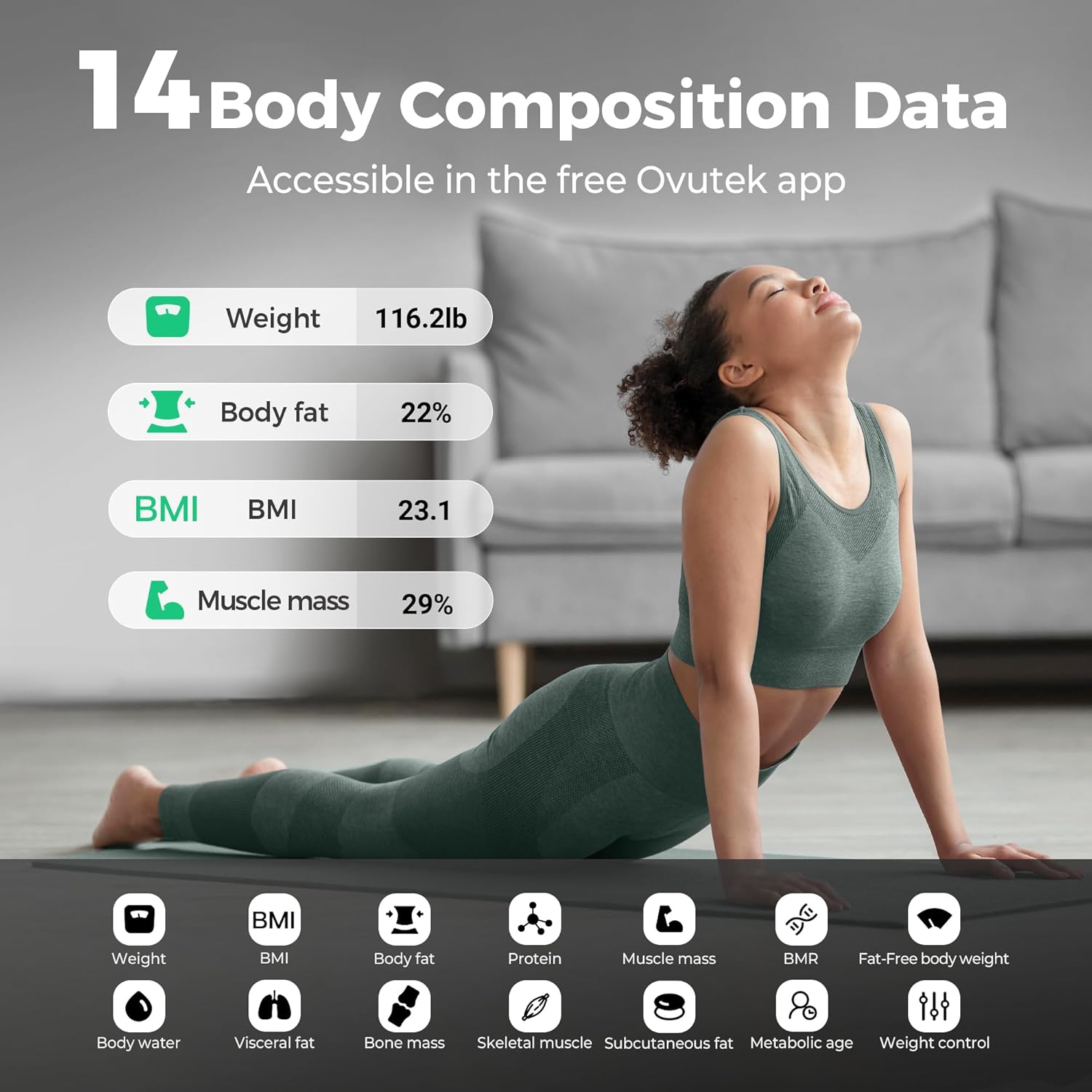 Ovutek Smart Body Weight Scale Digital Bathroom Scale BMI Body Fat Composition 400 lb

