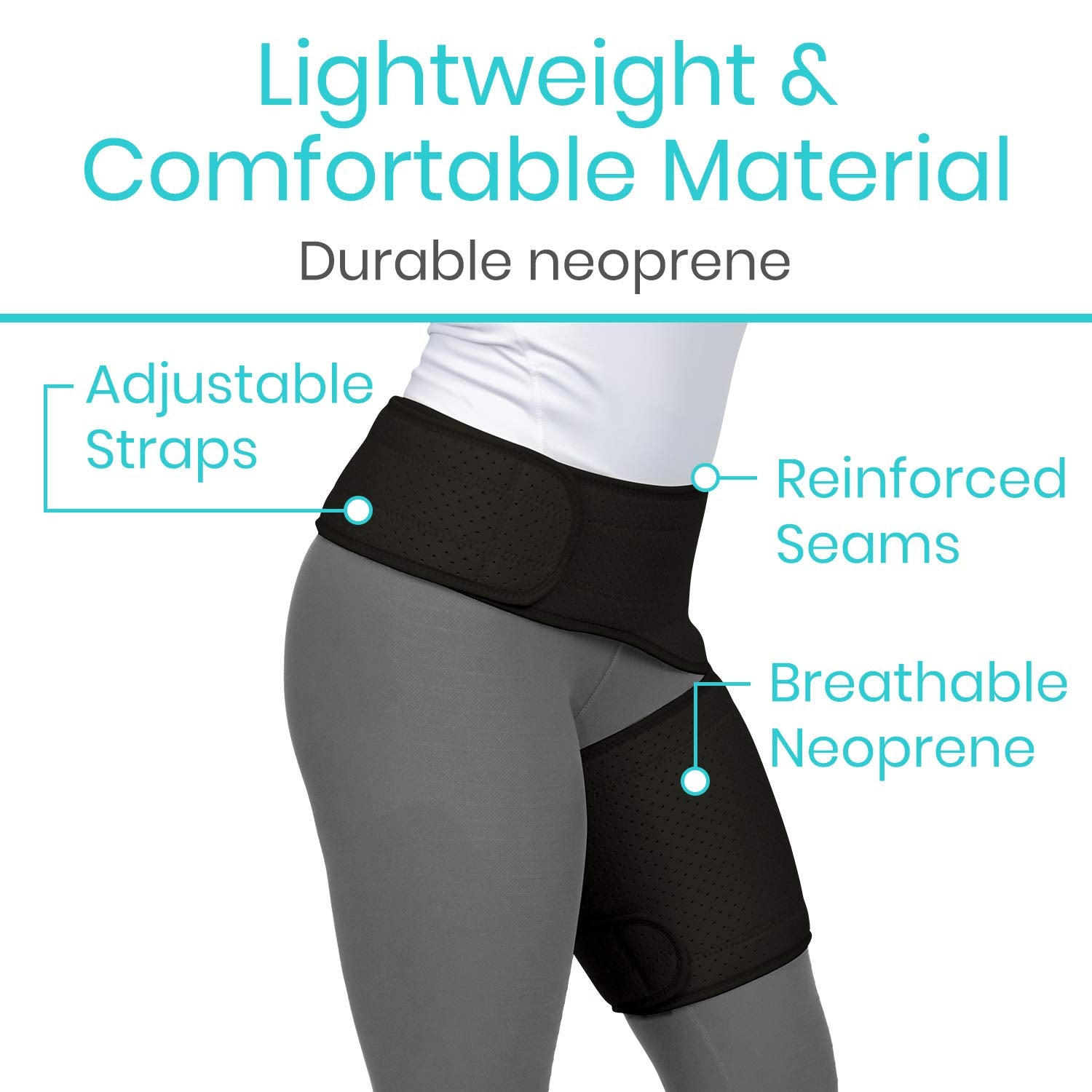 Vive Hip Groin Brace Compression Wrap for Sciatica, Bursitis and Adductor Support

