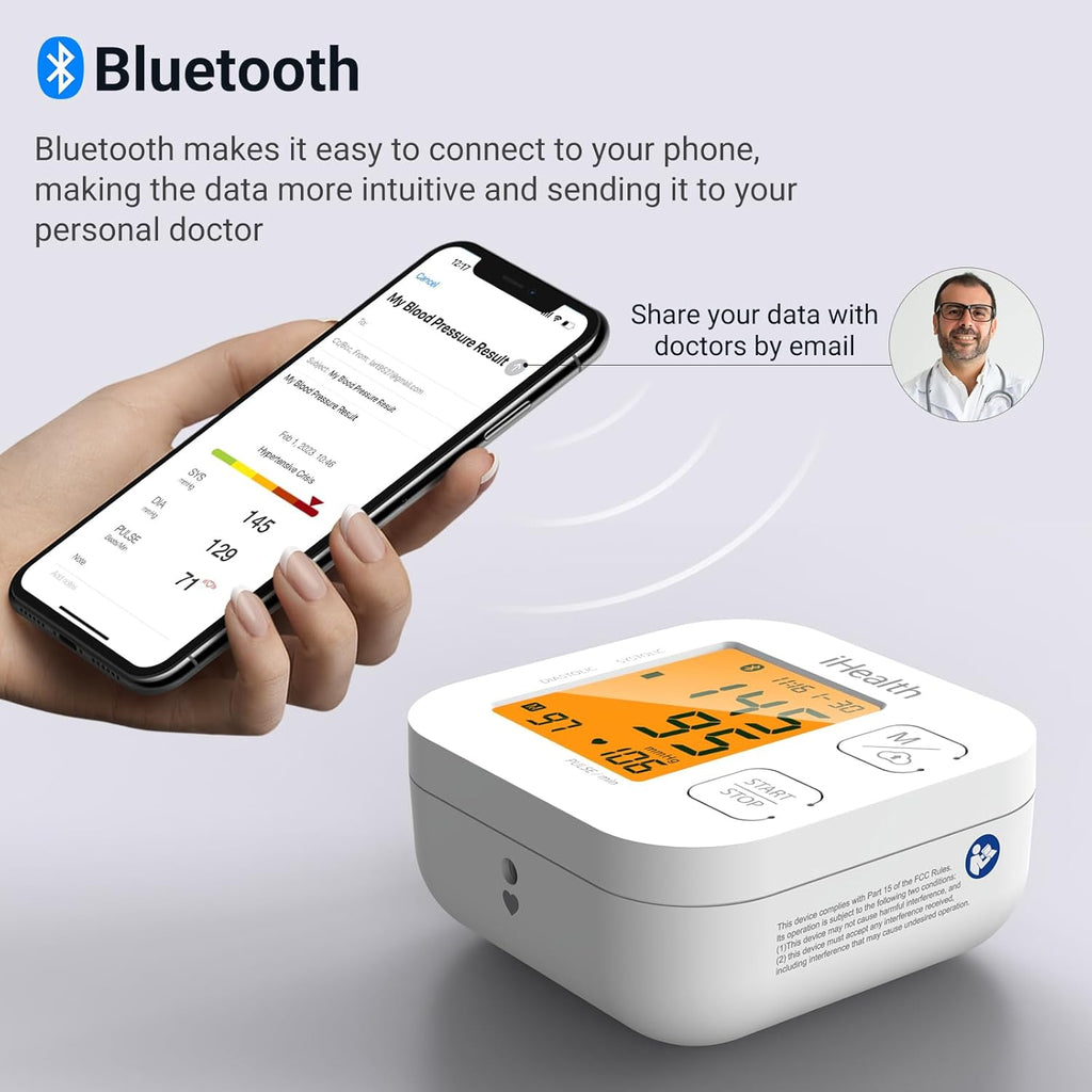iHealth Track smart upper arm blood pressure monitor with wide range Bluetooth cuff


