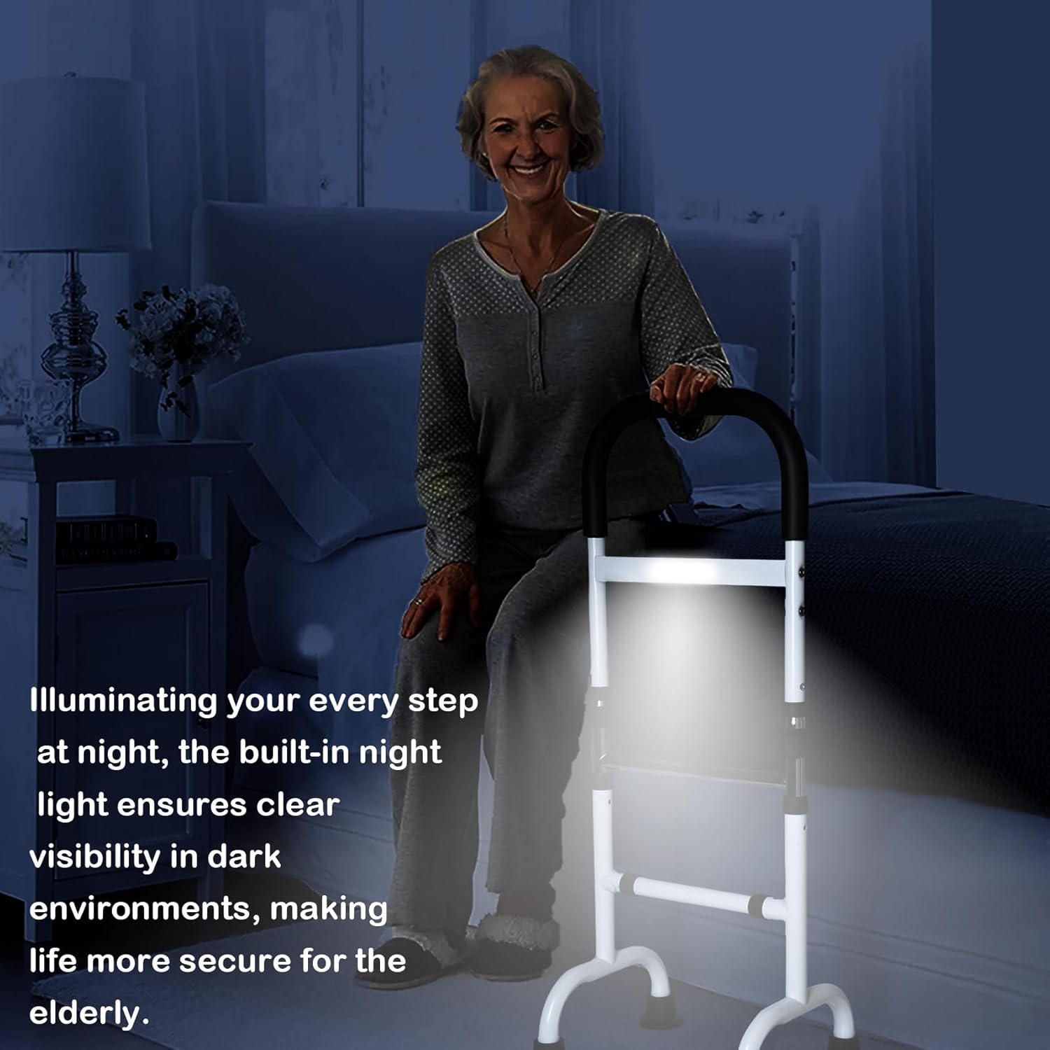 Adjustable Couch Stand Assist Aid with Night Light, Carbon Steel, Up to 300 lb


