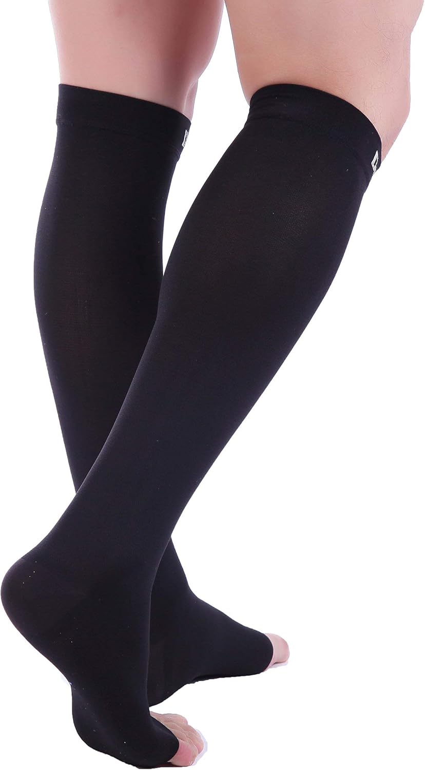 Doc Miller Open Toe Compression Socks 20-30 mmHg Knee High Toeless

