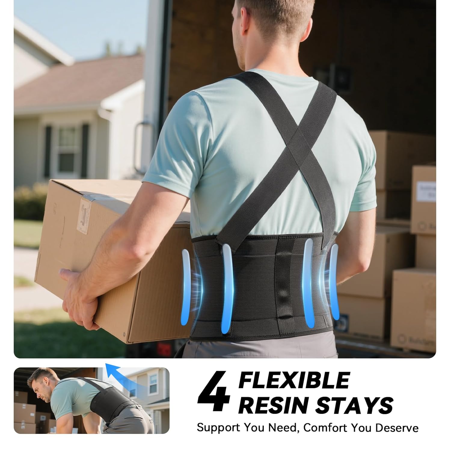 Adjustable Lower Back Support Belt for Men & Women, Sciatica Back Brace

