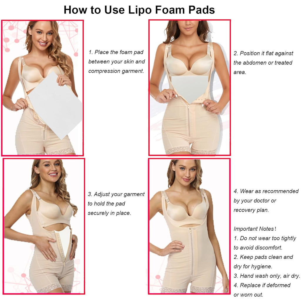 KUSMOO Post-Surgery Lipo Foam Pads for Compression Garments, Abdominal Support

