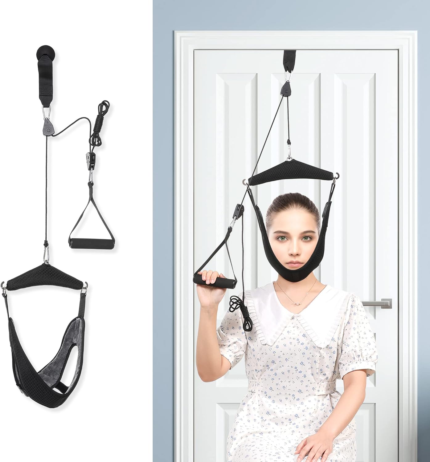 Fanwer Cervical Neck Traction Device Over-the-Door with Dual Ratchet

