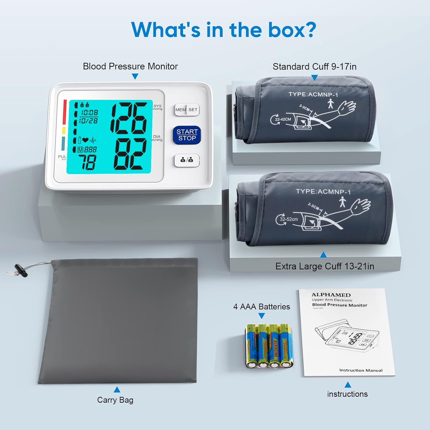 Blood Pressure Machine for Home Use with Backlit Display and Upper Arm Sleeve

