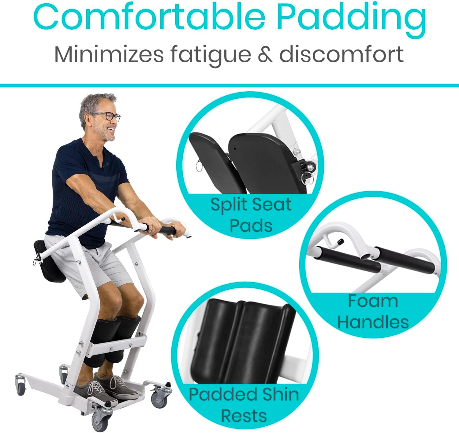 Vive Mobility Patient Mobility Assist Device with Cushioned Seat and Swivel Casters

