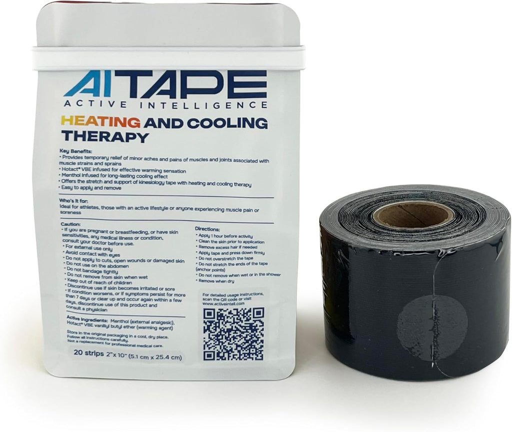 AI Tape Heat and Cool Kinesiology Therapy Tape with Menthol, Precut Strips for Pain

