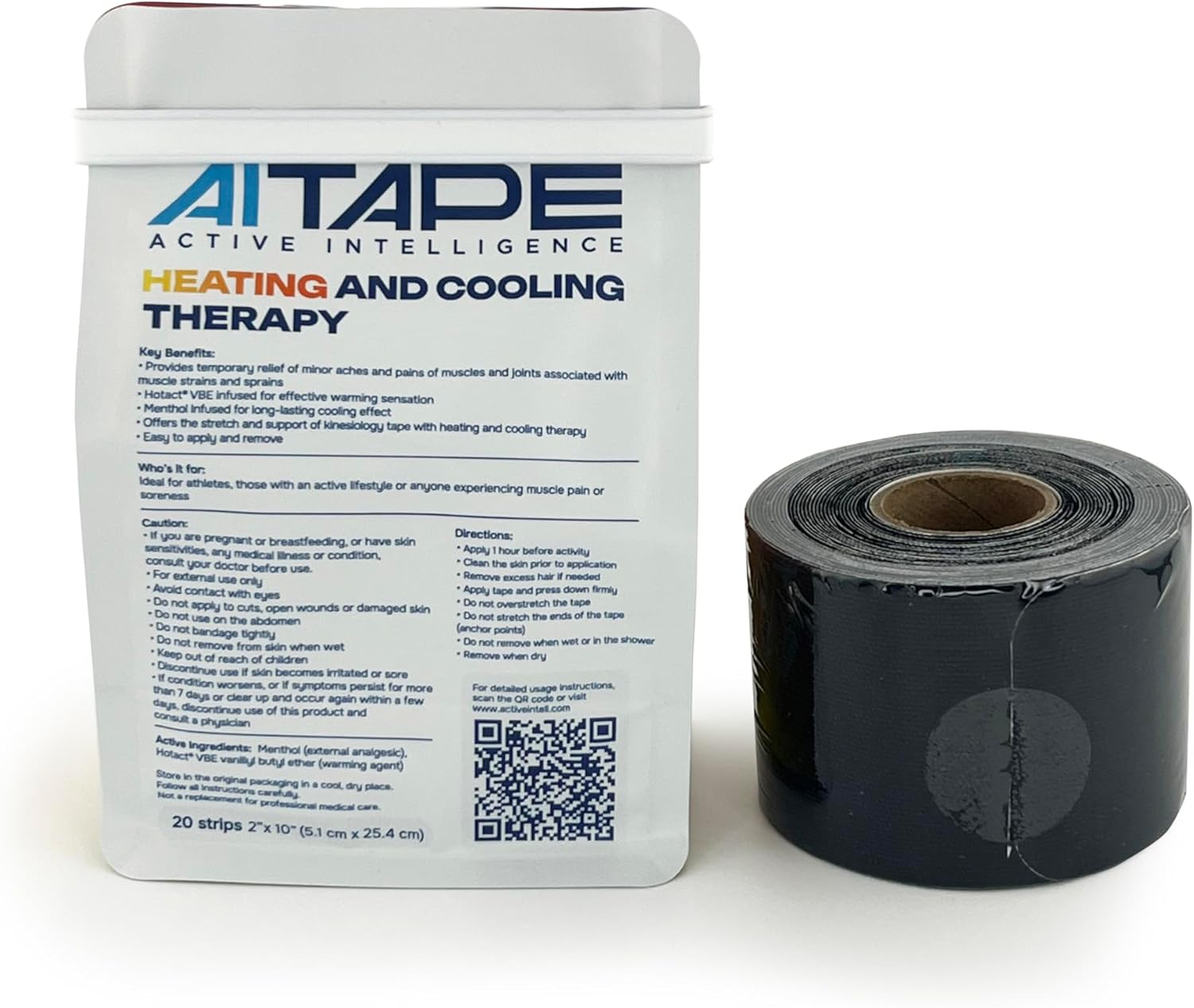 AI Tape Heat and Cool Kinesiology Therapy Tape with Menthol, Precut Strips for Pain

