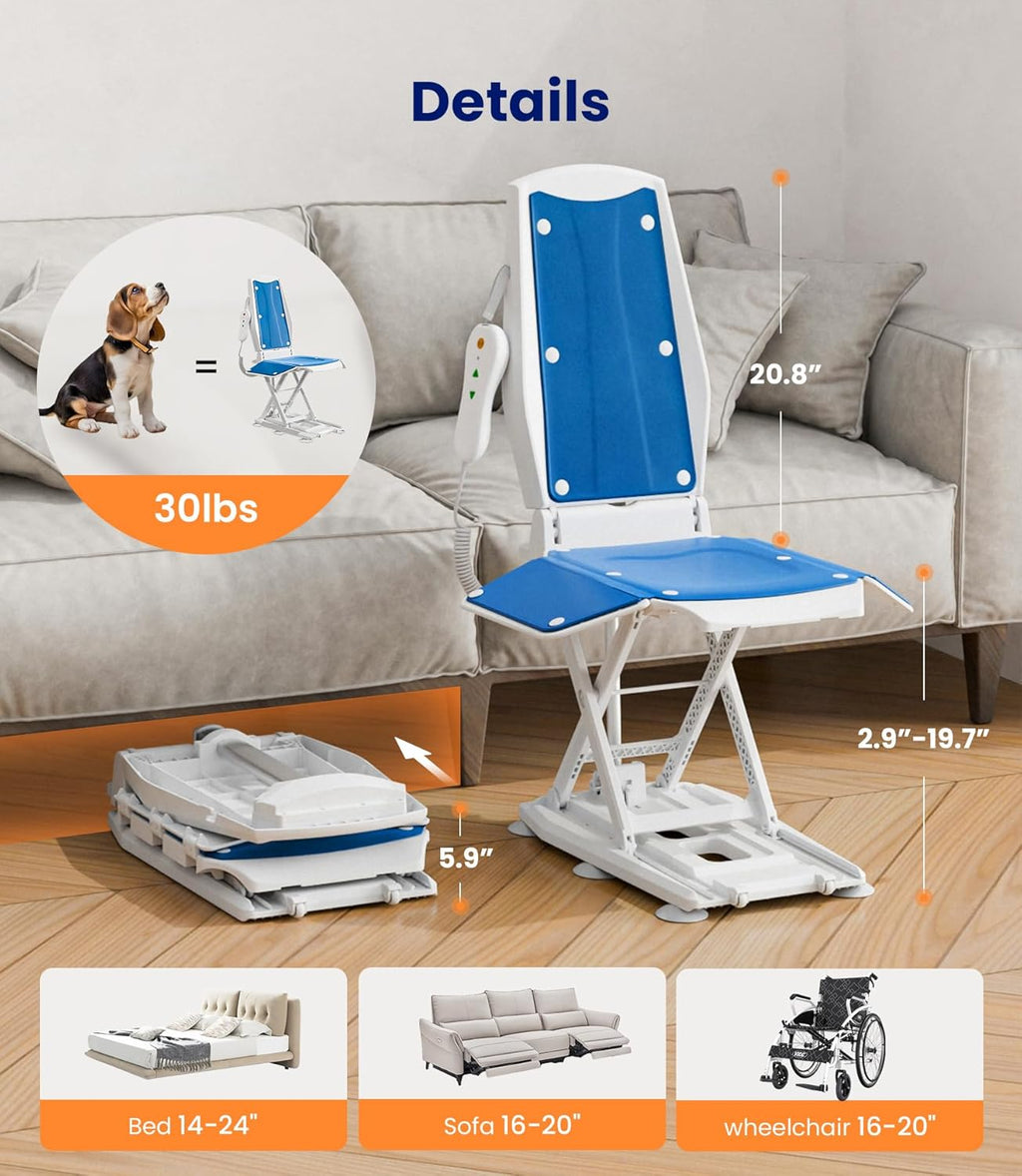 VOCIC Electric Chair Lift Assist with Wheels, Portable Floor Lift, Up to 300 lb

