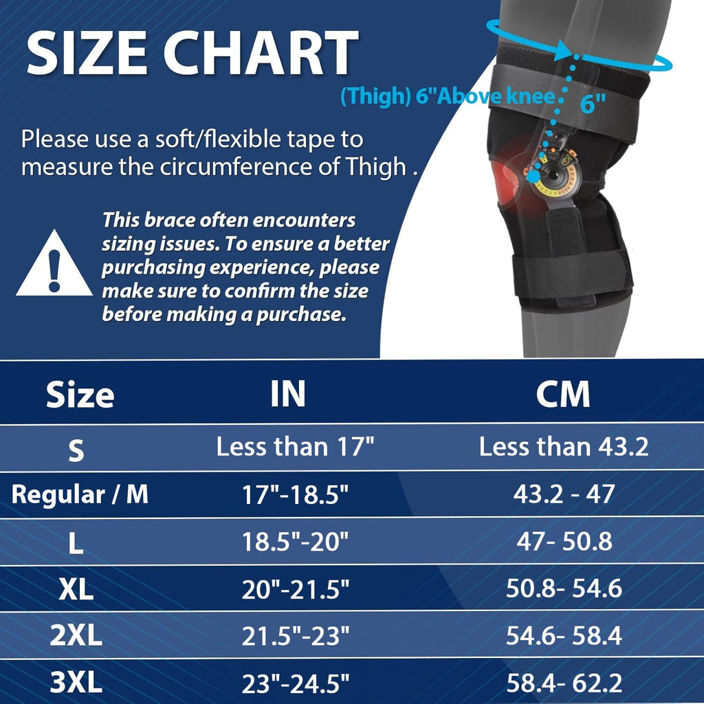 Nvorliy Hinged ROM Knee Brace with Side Stabilizers and Locking Dials

