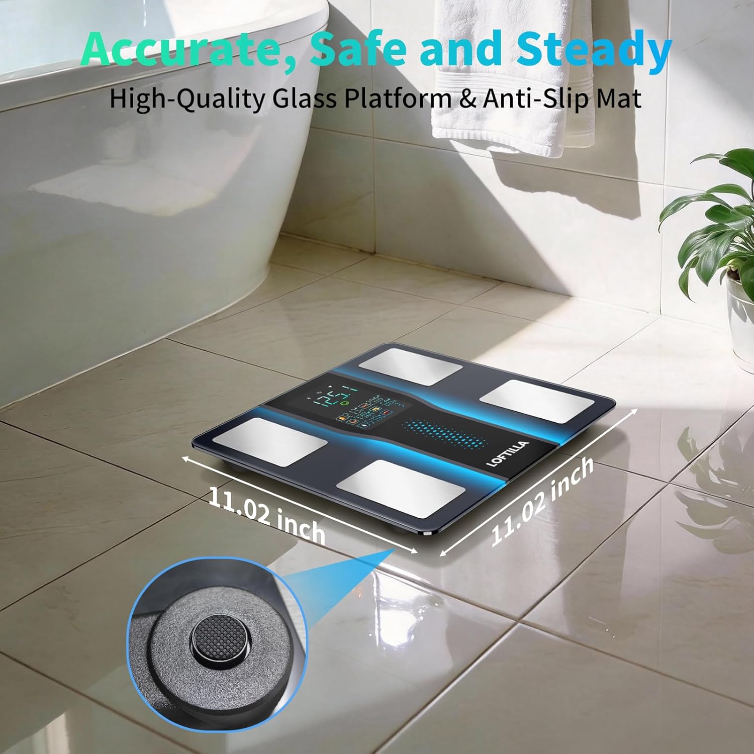 Smart Body Composition Scale with 8 Metrics, BMI, Body Fat, Bluetooth App Sync

