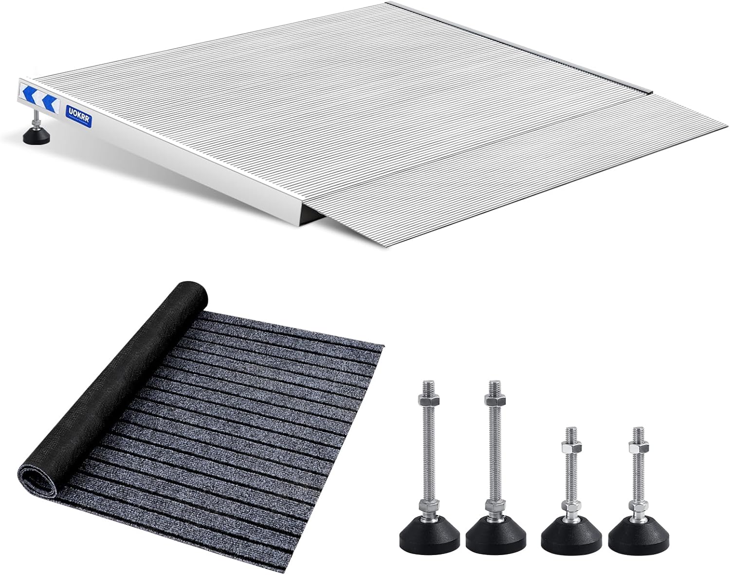 Aluminum Wheelchair Threshold Ramp for Doorways, Adjustable Height

