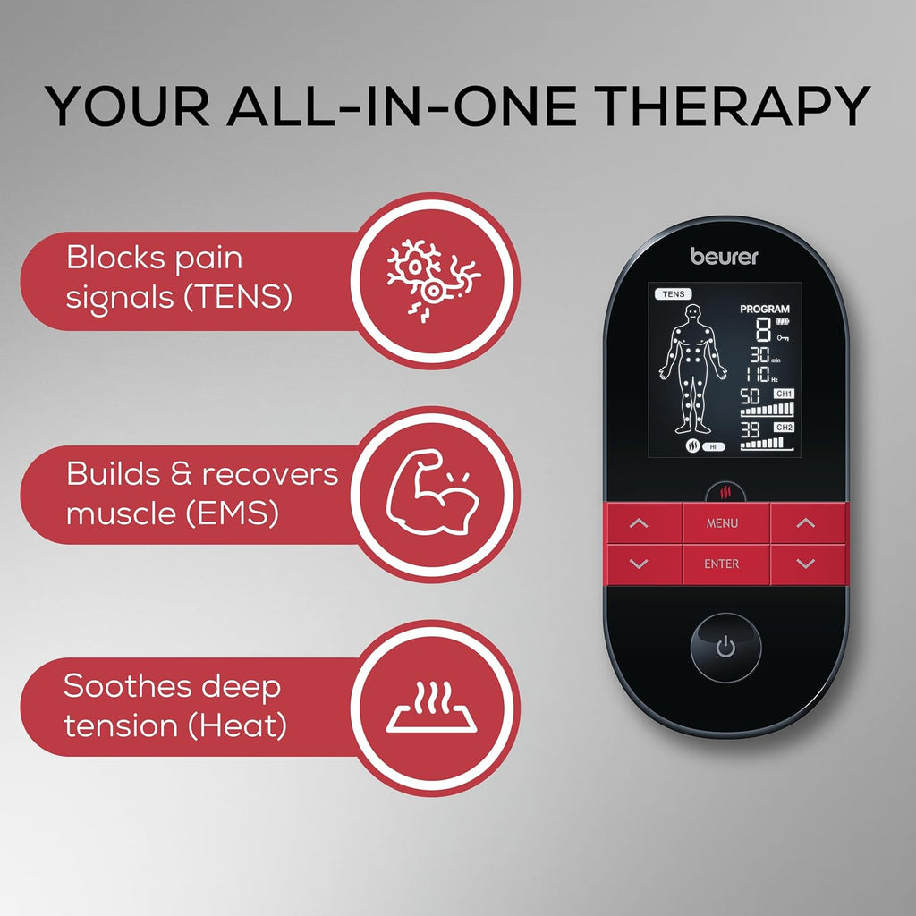 Beurer Digital 3-in-1 Heat and Muscle Stimulation Therapy Unit with 64 Programs

