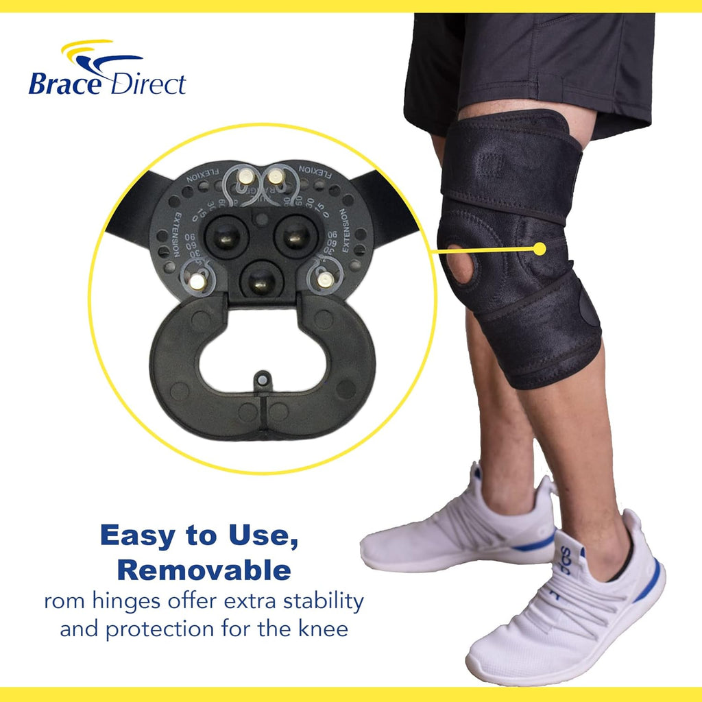ROM Hinged Knee Brace with Stabilizers for ACL/PCL, Patella Support, Sprains

