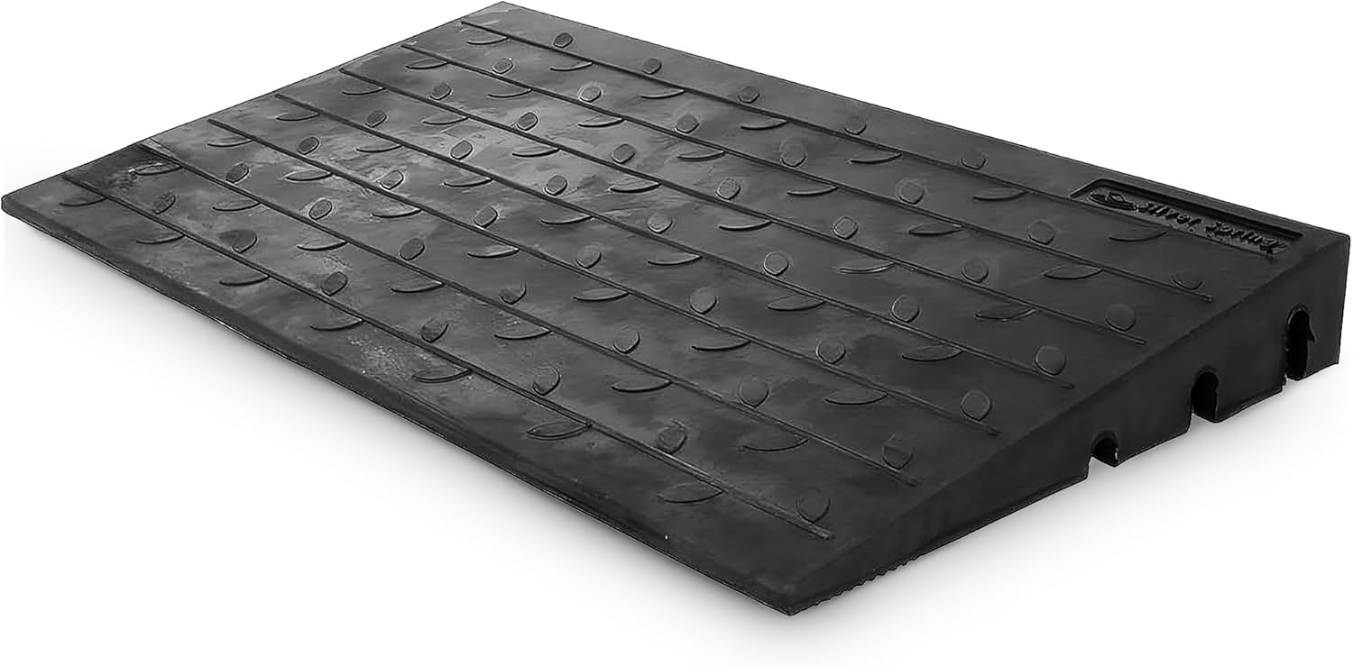 Doorway Threshold Ramp for Wheelchair and Scooter, Non-Slip Rubber with Cable Channels

