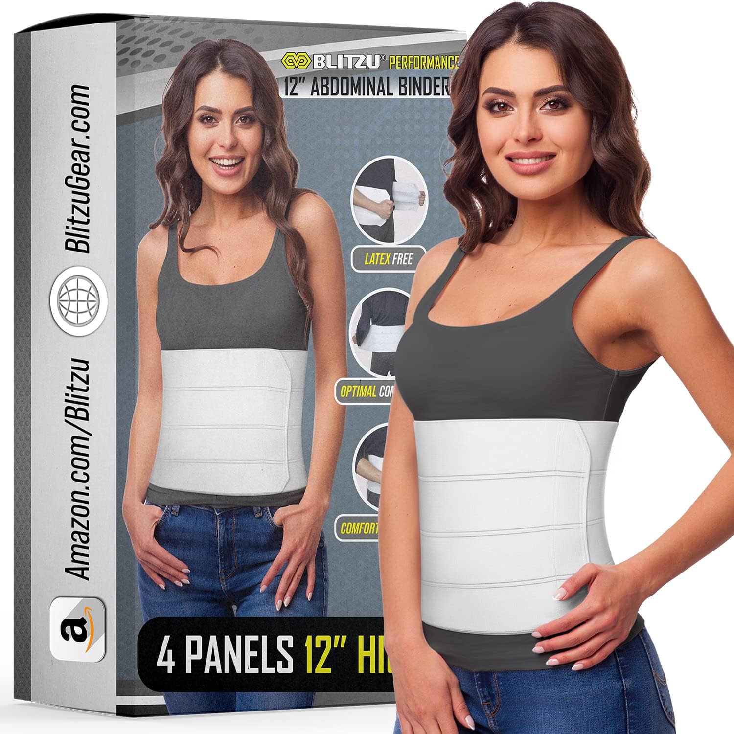 Abdominal Binder for Women & Men Post Surgery Recovery 4-Panel Waist Compression

