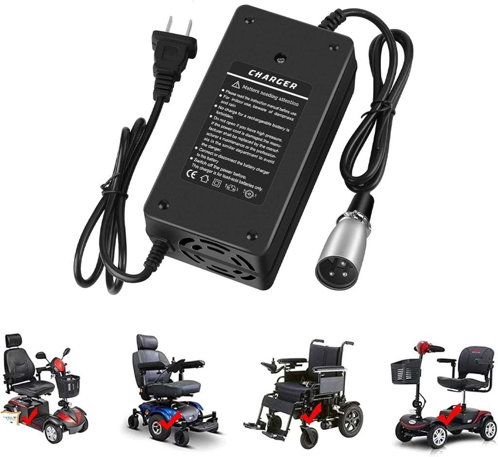 24V 5A Lead-Acid Battery Charger for Mobility Scooter and Power Chair, 3-Pin XLR

