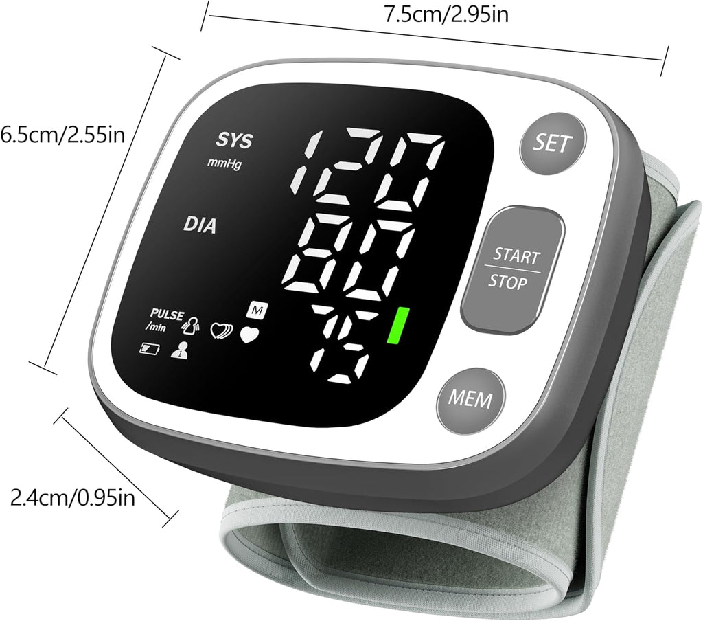 Oklar Rechargeable Wrist Blood Pressure Monitor Digital BP Machine with Voice

