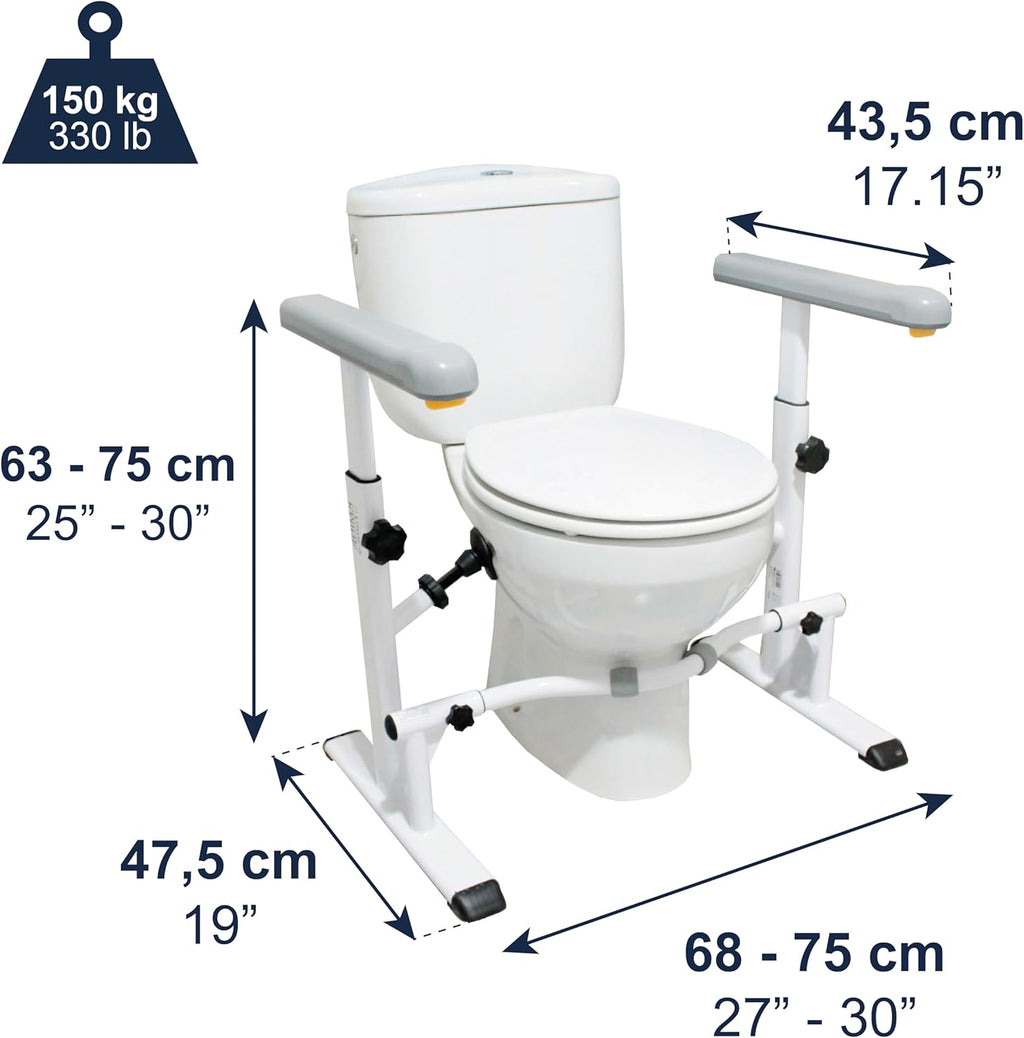 KMINA Toilet Safety Rails for Seniors, Adjustable Grab Bars with Handles

