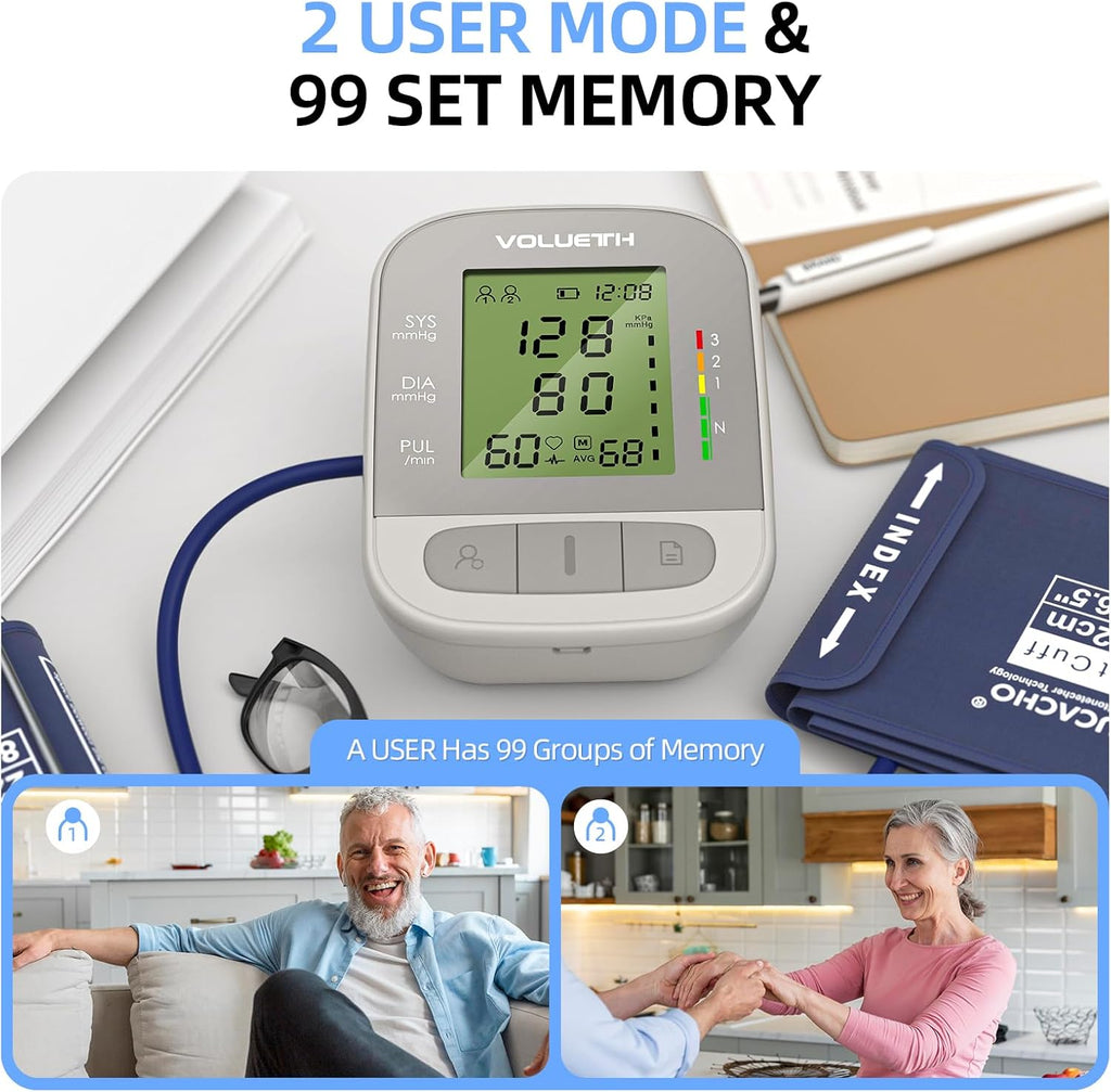 VOLUETH Upper Arm Blood Pressure Monitor for Kids and Adults with LCD Display

