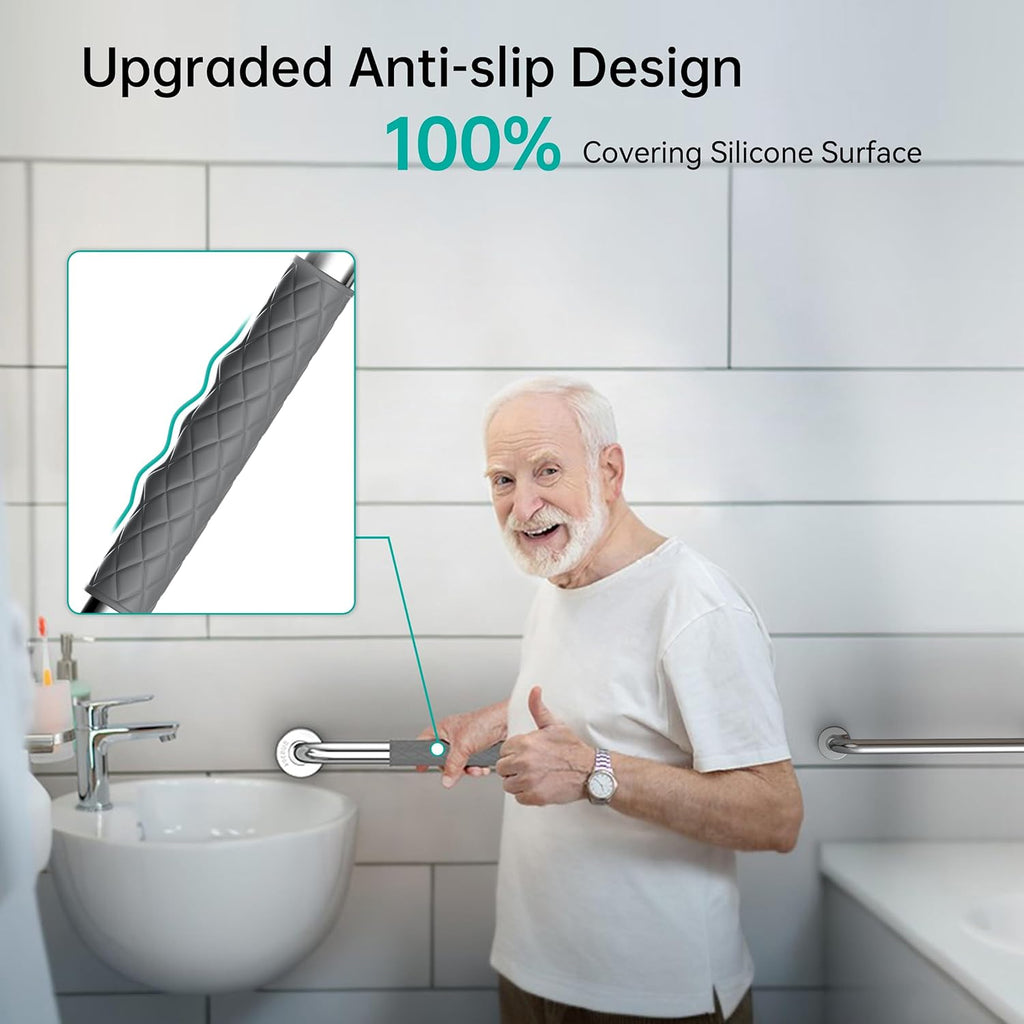 Opove Anti-Slip Shower Grab Bars for Elderly, Stainless Steel Bathroom Handle


