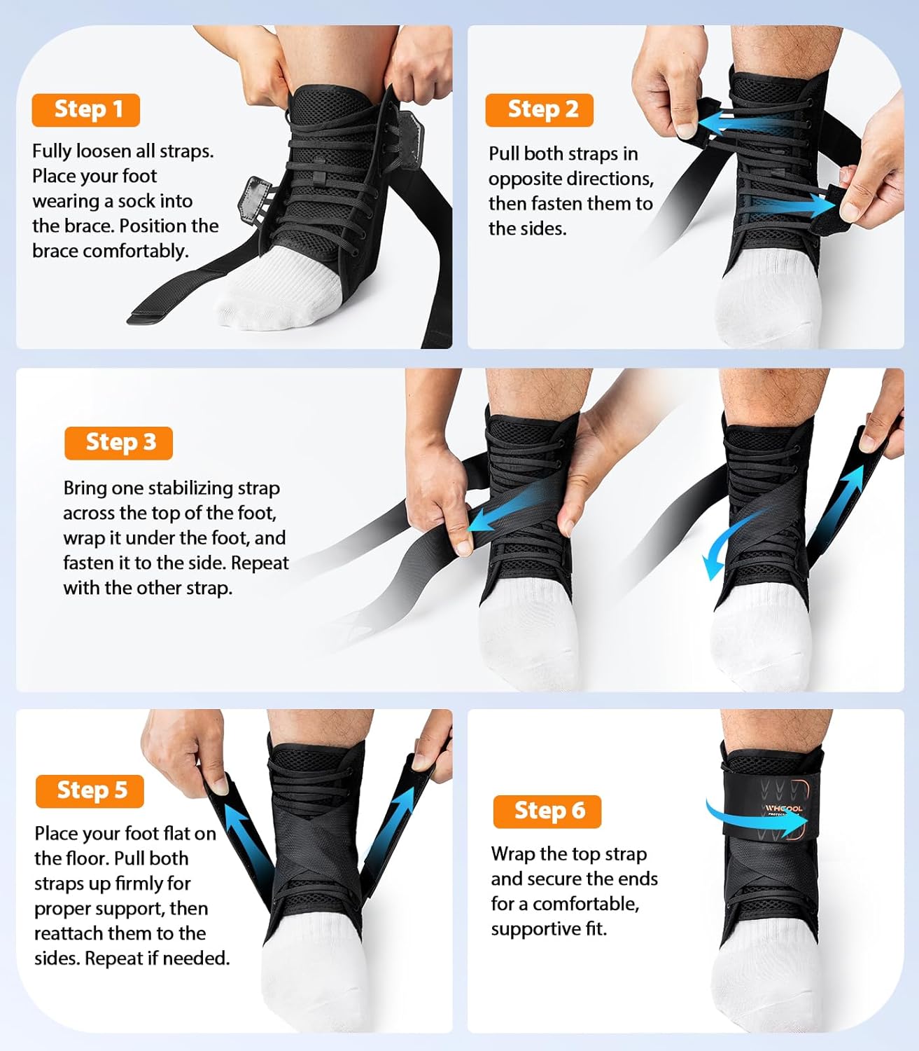 Slim-Fit Ankle Brace with 2 Auto-Shaped Pads, Quick Lace-Up Ankle Support


