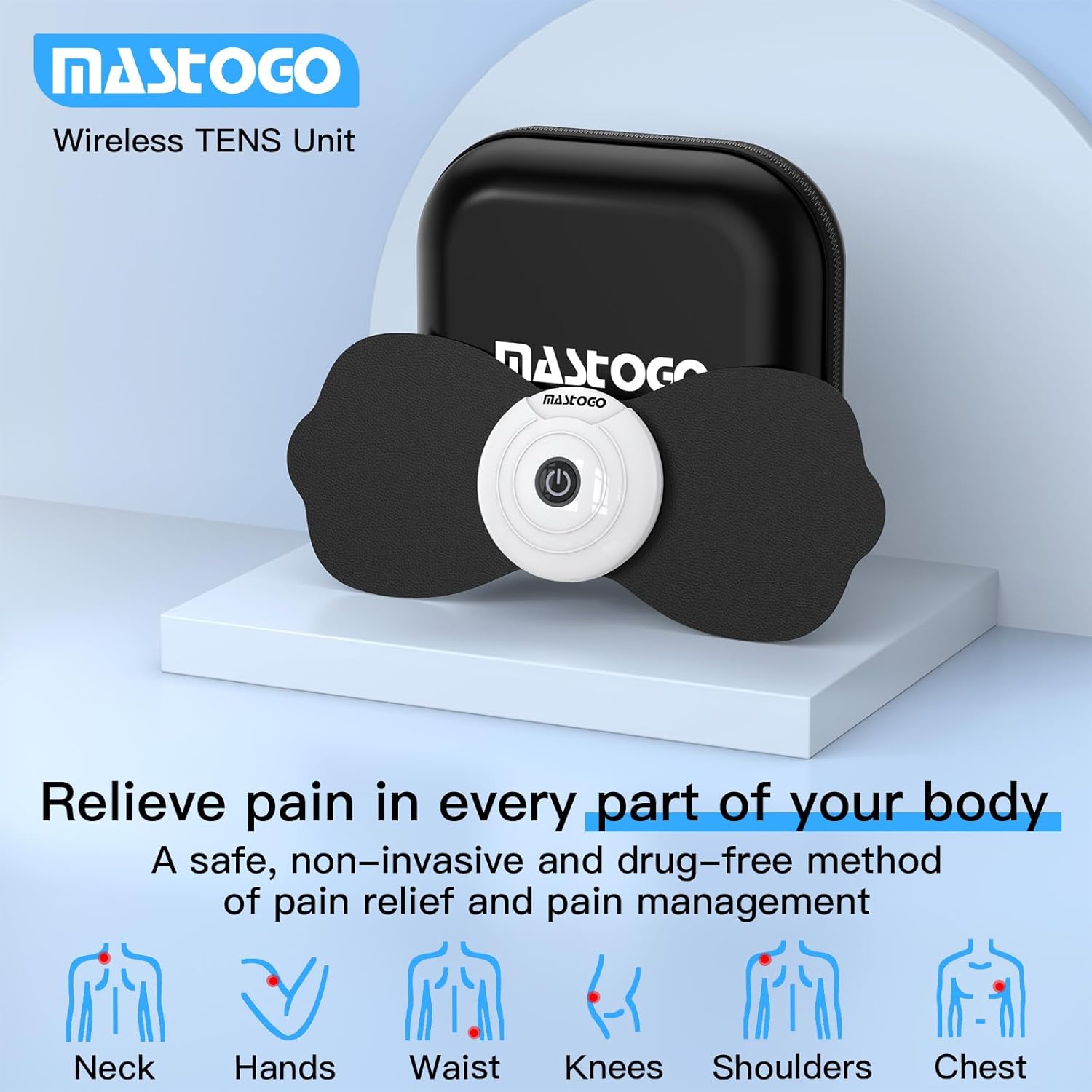 MASTOGO Wireless TENS EMS Muscle Stimulator for Back Pain Relief, Bluetooth App

