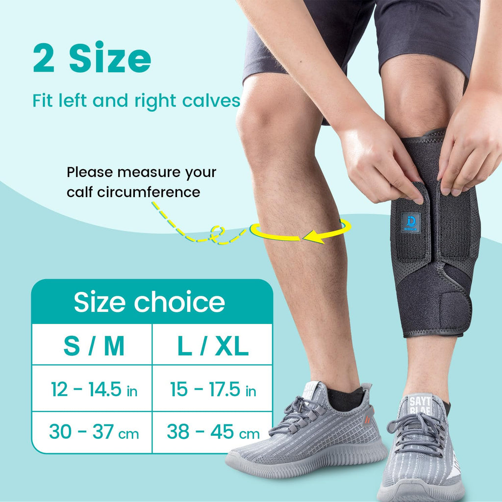 iDonua Calf Brace Compression Sleeve for Lower Leg Support, 2-Layer Elastic Wrap

