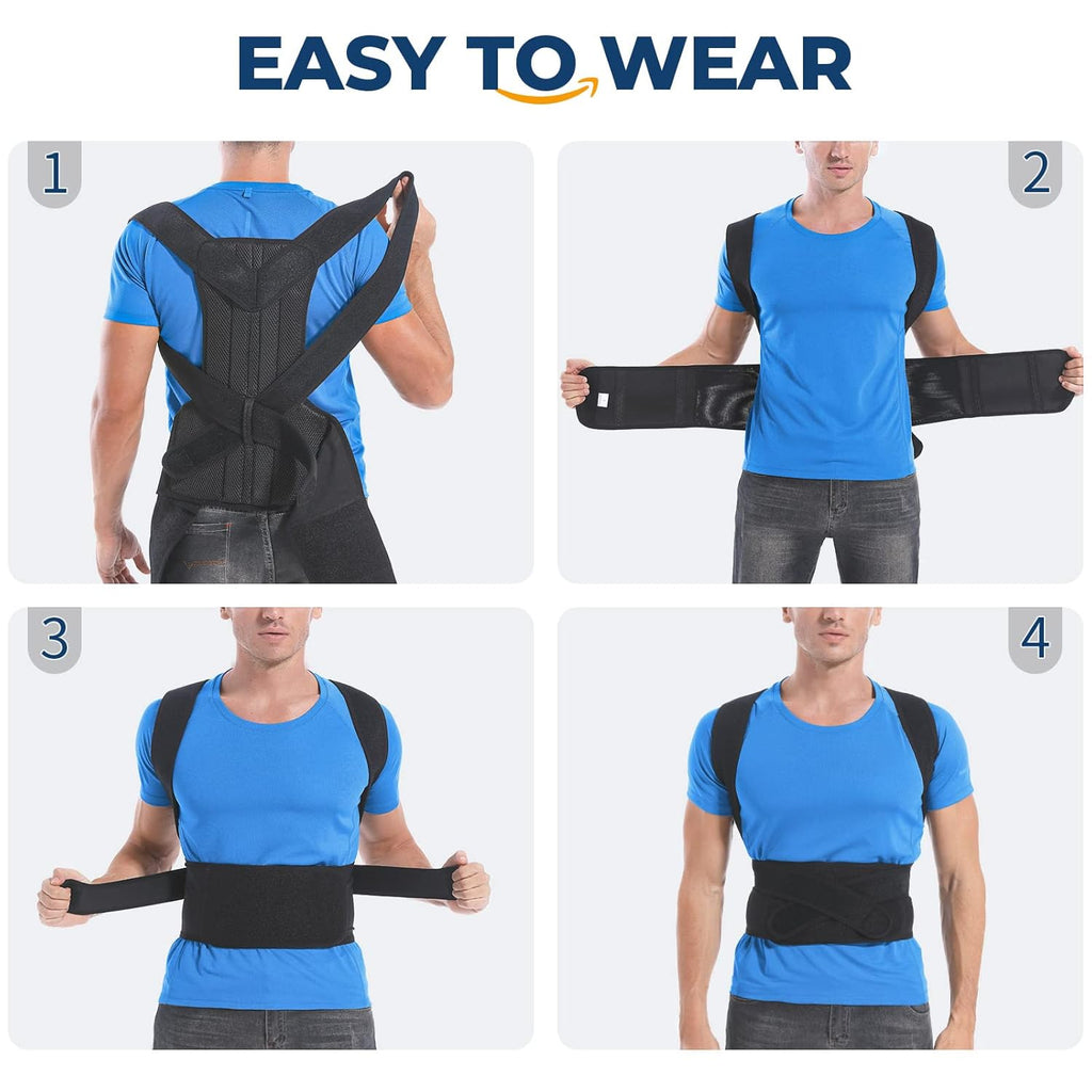 DIANMEI Back Brace Posture Corrector Adjustable Lumbar Upper Back Support

