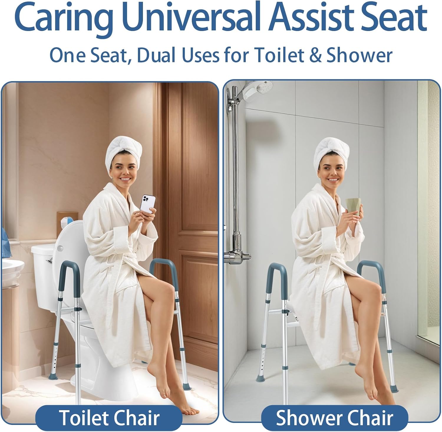 Raised Toilet Seat with Handles, Padded Toilet Seat Riser for Seniors

